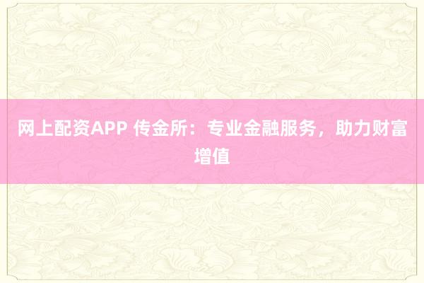 网上配资APP 传金所:专业金融服务,助力财富增值