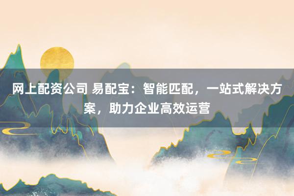 网上配资公司 易配宝：智能匹配，一站式解决方案，助力企业高效运营