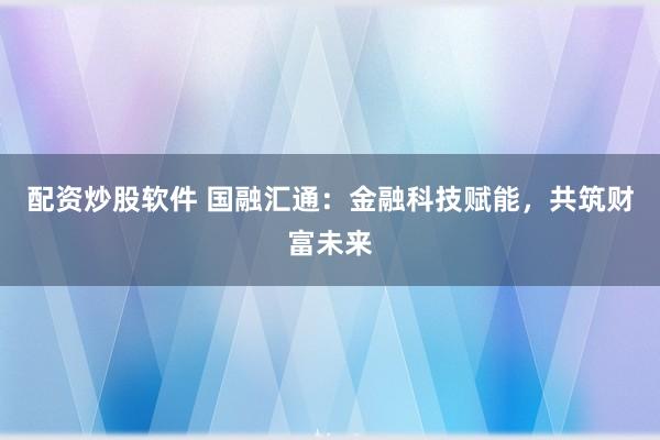 配资炒股软件 国融汇通：金融科技赋能，共筑财富未来