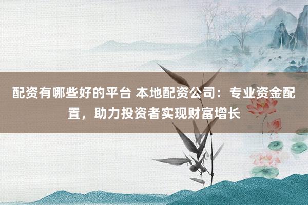 配资有哪些好的平台 本地配资公司：专业资金配置，助力投资者实现财富增长