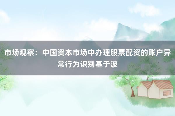 市场观察：中国资本市场中办理股票配资的账户异常行为识别基于波