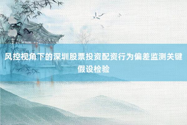 风控视角下的深圳股票投资配资行为偏差监测关键假设检验