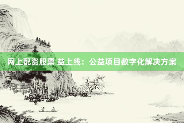 网上配资股票 益上线：公益项目数字化解决方案