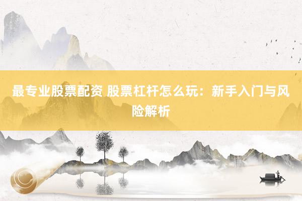 最专业股票配资 股票杠杆怎么玩：新手入门与风险解析