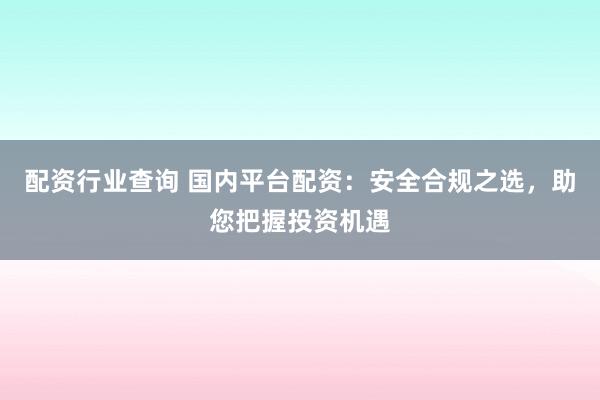 配资行业查询 国内平台配资：安全合规之选，助您把握投资机遇