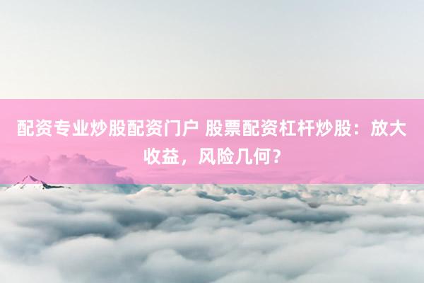 配资专业炒股配资门户 股票配资杠杆炒股：放大收益，风险几何？