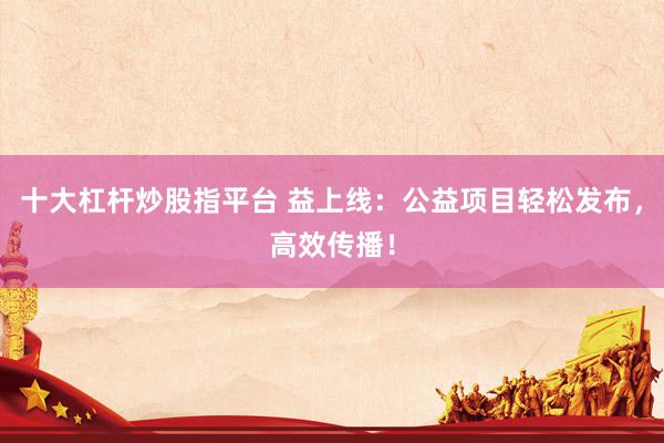 十大杠杆炒股指平台 益上线：公益项目轻松发布，高效传播！