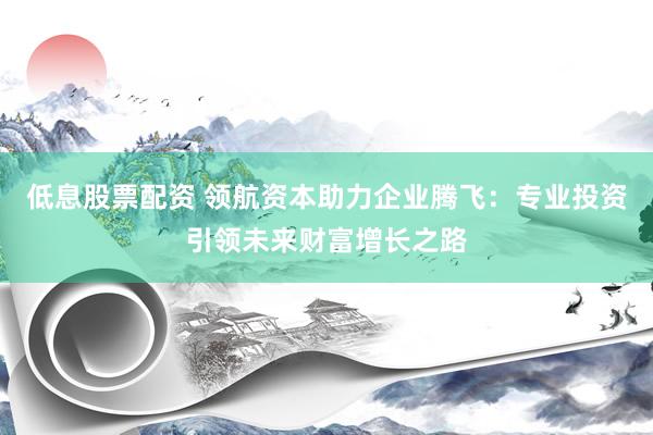 低息股票配资 领航资本助力企业腾飞:专业投资引领未来财富增长之路