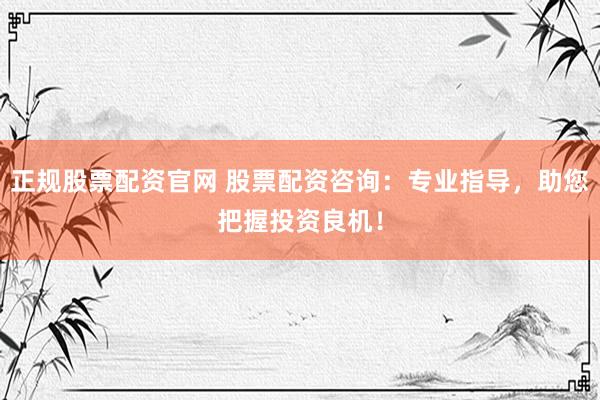 正规股票配资官网 股票配资咨询：专业指导，助您把握投资良机！