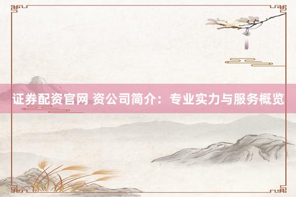 证券配资官网 资公司简介：专业实力与服务概览